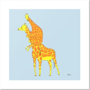 Giraffe Scared Of The Little Mouse Posters and Art